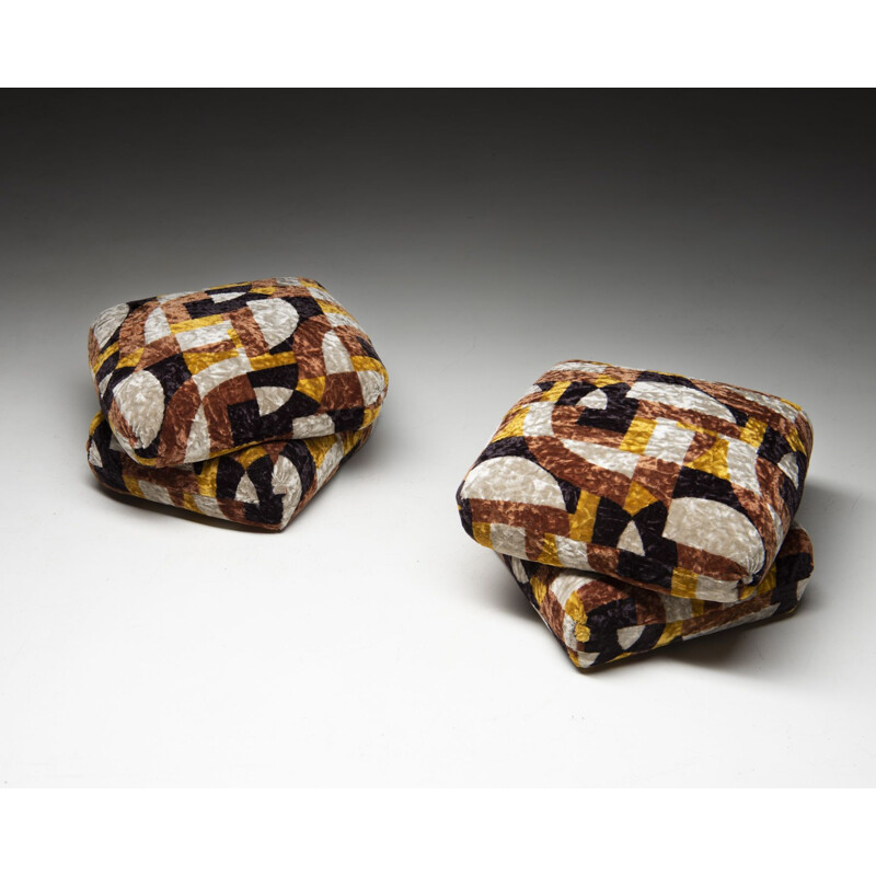 Pair of vintage poufs by Jacques Charpentier for Jansen, France 1970