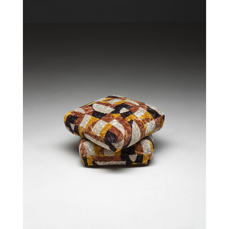 Pair of vintage poufs by Jacques Charpentier for Jansen, France 1970