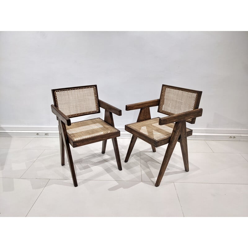 Paire de chaises vintage "Office" par Pierre Jeanneret, 1955-1956