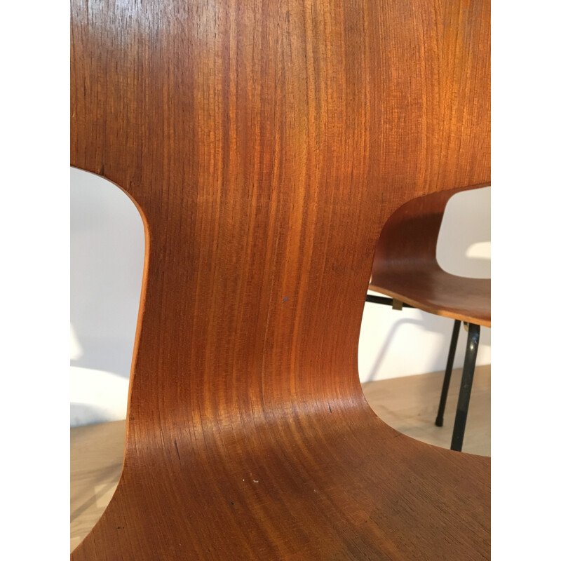 Set of 6 Fritz Hansen "Marteau" chairs in teak, Arne JACOBSEN - 1960s