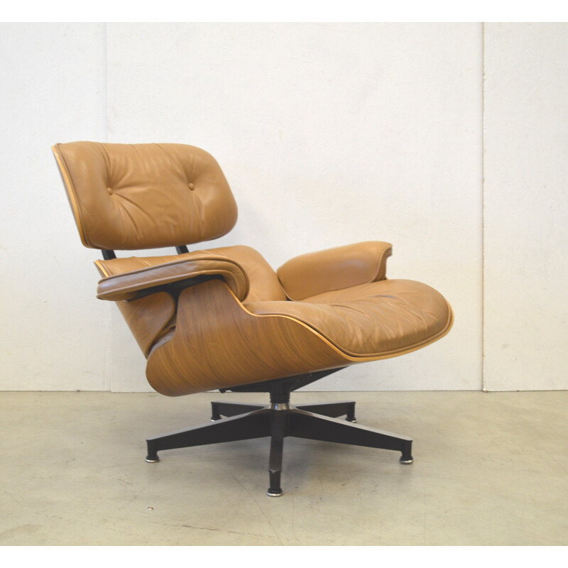 Fauteuil et ottoman en noyer et cuir Herman Miller, Charles EAMES - 1980