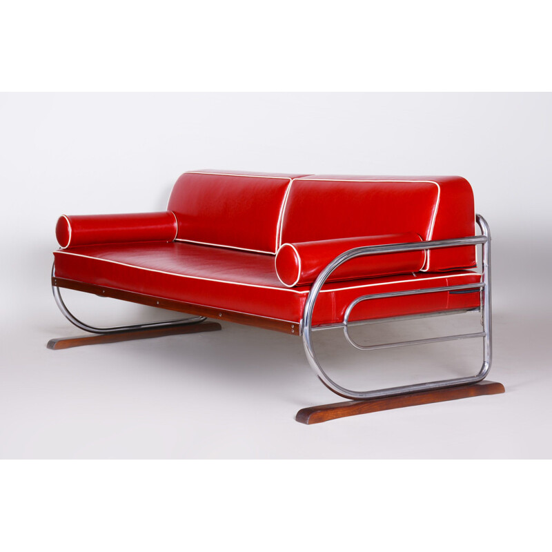 Vintage-Sofa aus rotem Leder von Robert Slezak, 1930