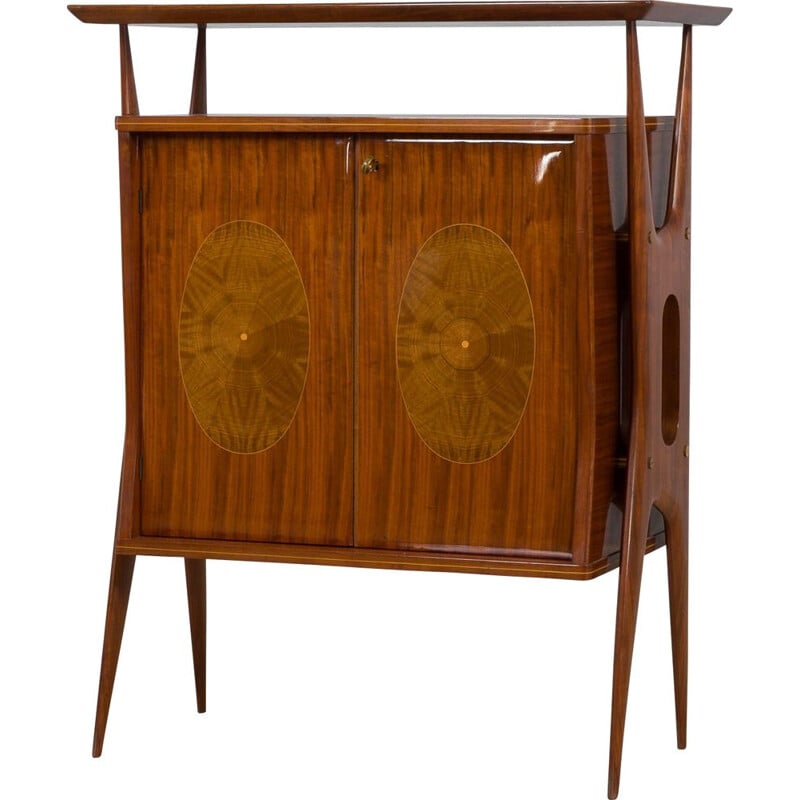 Vintage linen cabinet with walnut inlays by Vittorio Dassi, Italy 1950