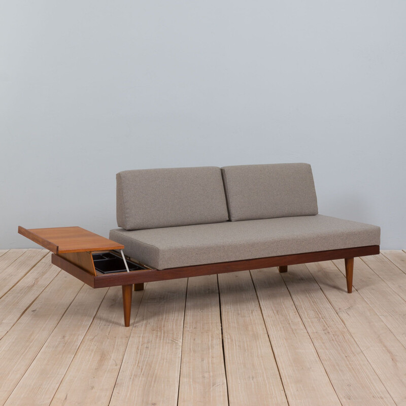 Lit de repos Svanette vintage en teck avec table d'appoint par Ingmar Relling pour Swane Ekornes, 1960