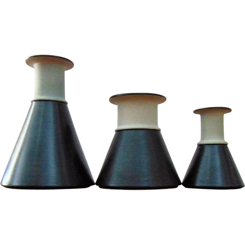 Conjunto de 3 vasos de cerâmica escalonados vintage por Franco Bucci
