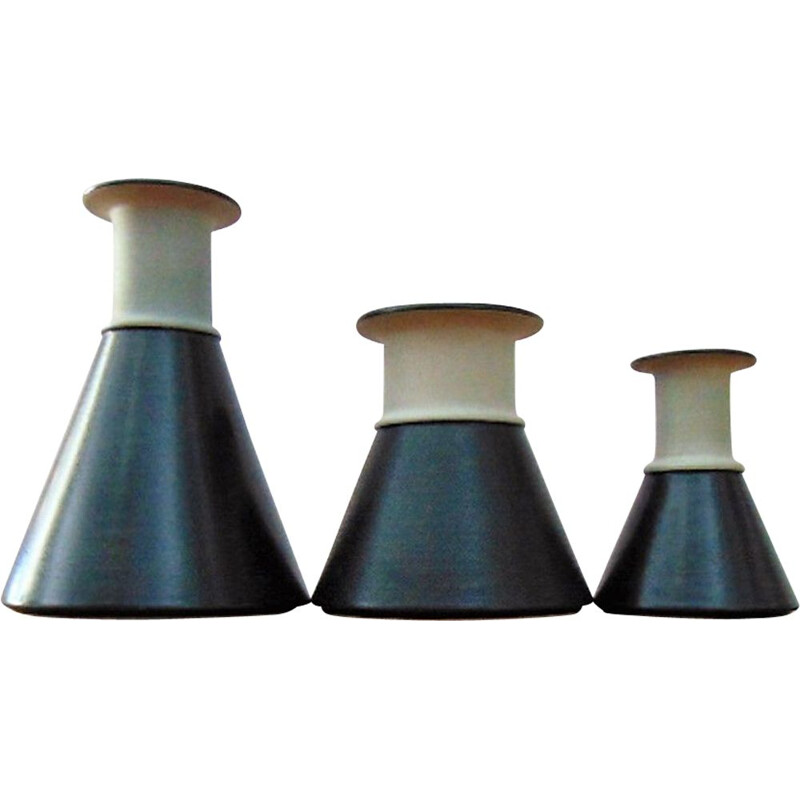Set of 3 vintage ceramic step vases by Franco Bucci