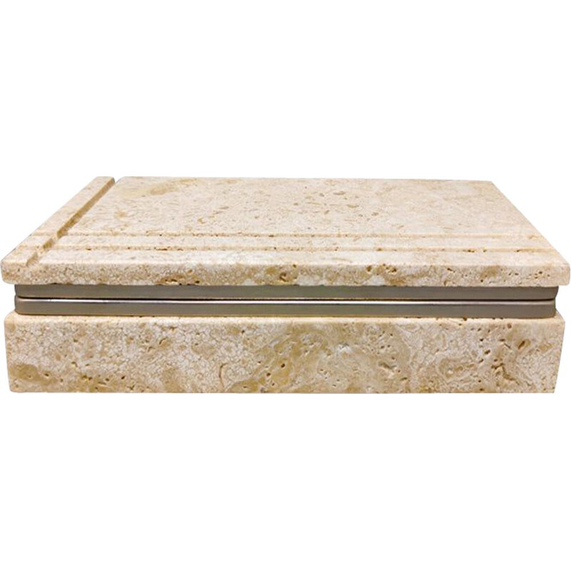 Vintage travertine box by Enzo Mari for F.lli Mannelli, 1970s