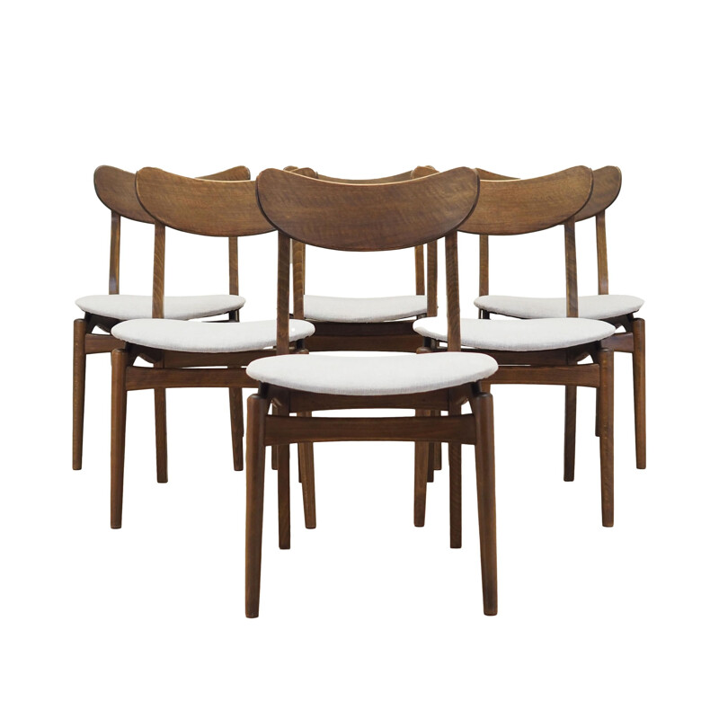 Set of 6 vintage walnut chairs, Denmark 1960s