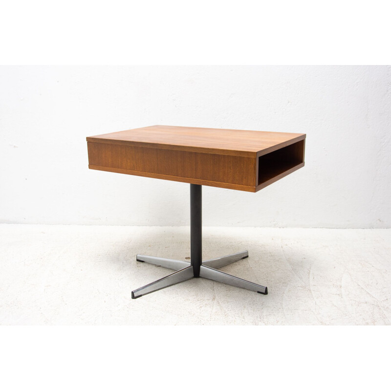 Vintage swivel side table in mahogany, Czechoslovakia 1970s