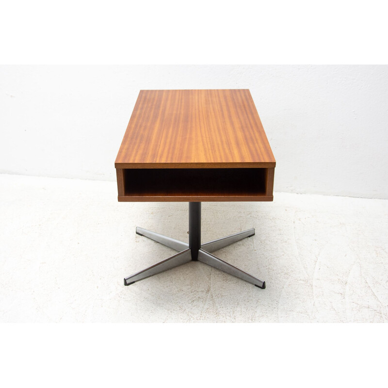 Vintage swivel side table in mahogany, Czechoslovakia 1970s