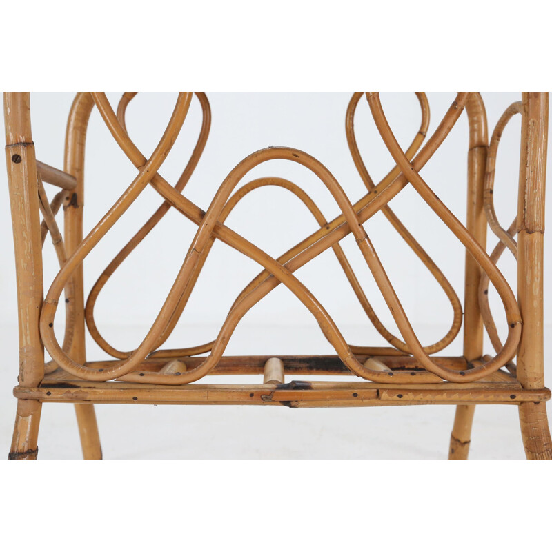 Mid-century bamboo and rattan magazine rack, 1950-1960s