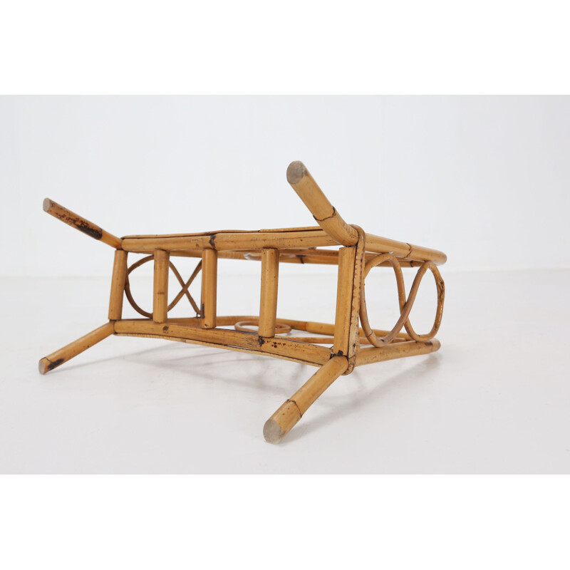 Mid-century bamboo and rattan magazine rack, 1950-1960s