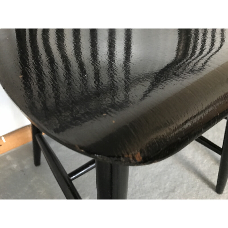 Série de 6 chaises scandinaves noires - 1960