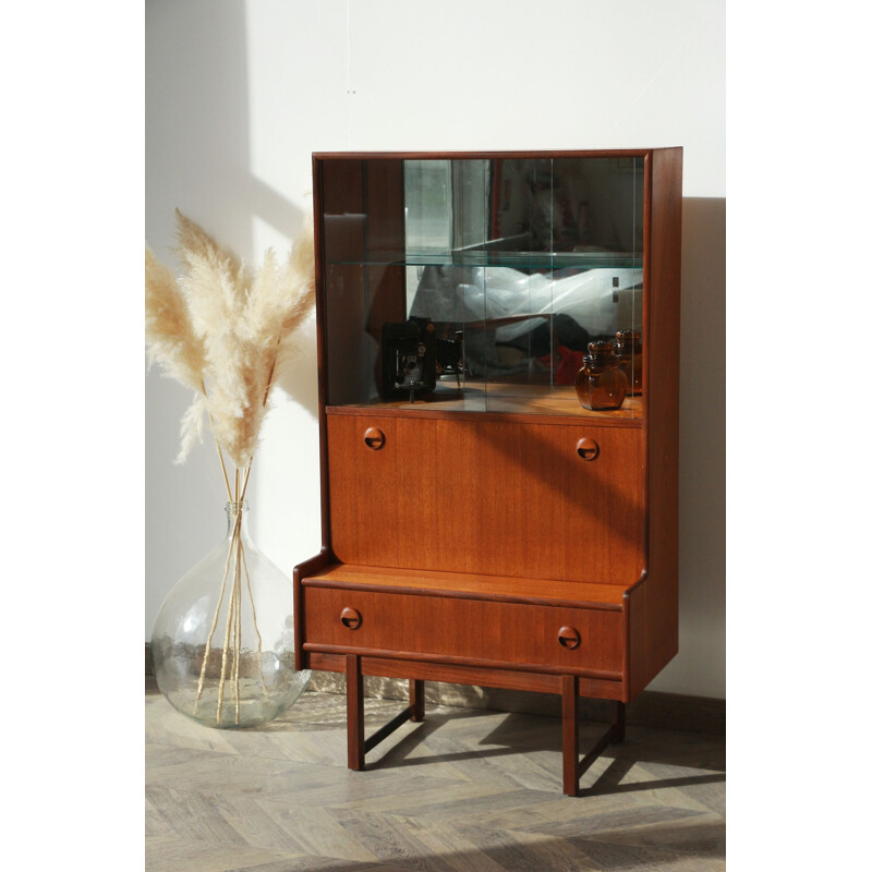 Scandinavian vintage Turnidg of London teak display cabinet, 1960