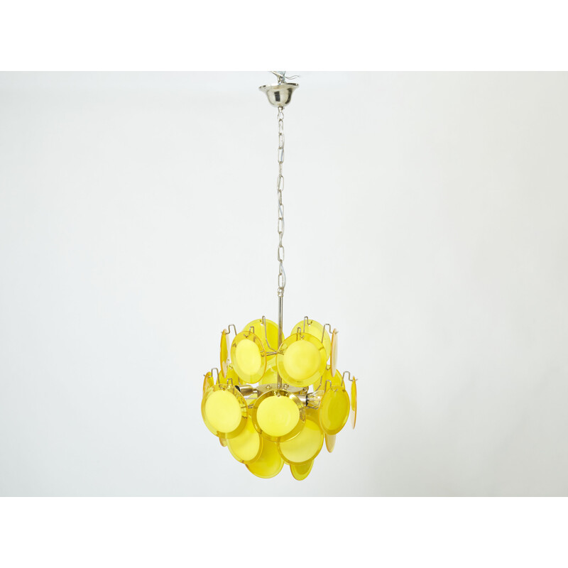 Vintage Italian chandelier in yellow Murano glass by Vistosi, 1970