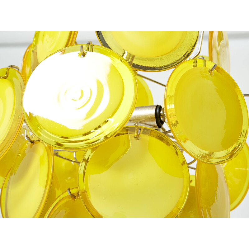 Vintage Italian chandelier in yellow Murano glass by Vistosi, 1970