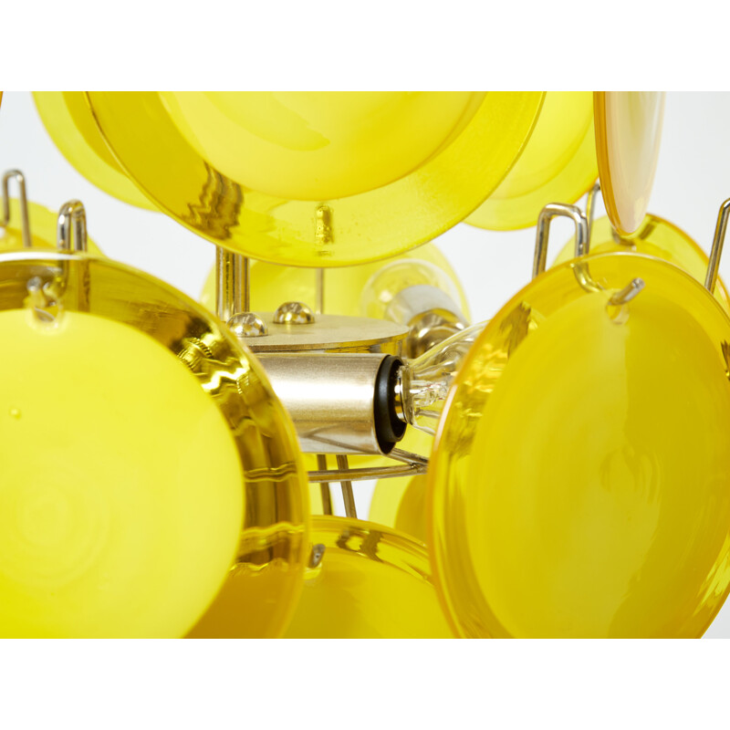 Vintage Italian chandelier in yellow Murano glass by Vistosi, 1970