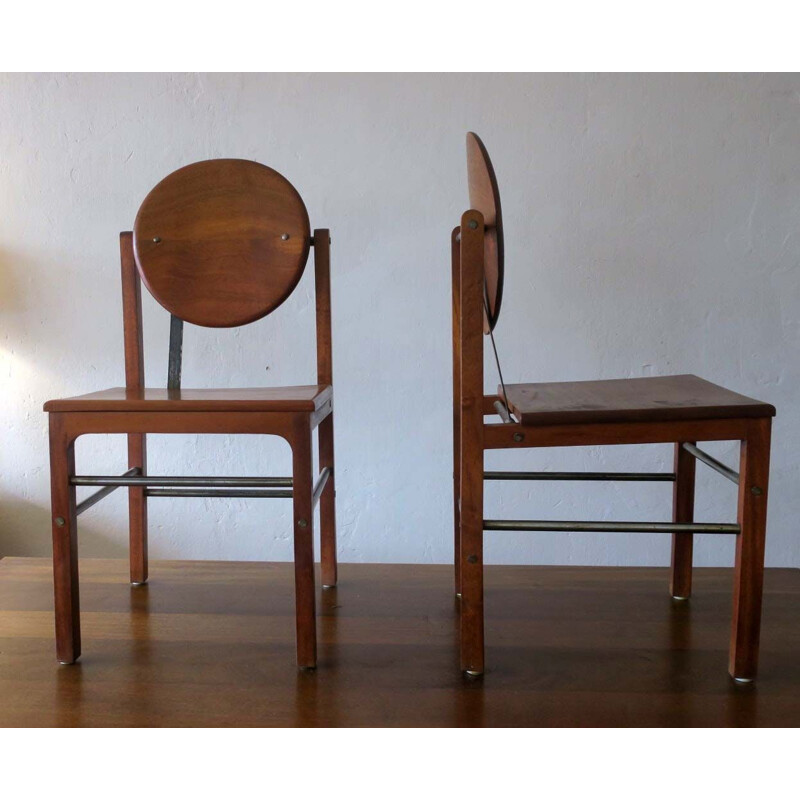 Brutalist vintage dining set in solid oak