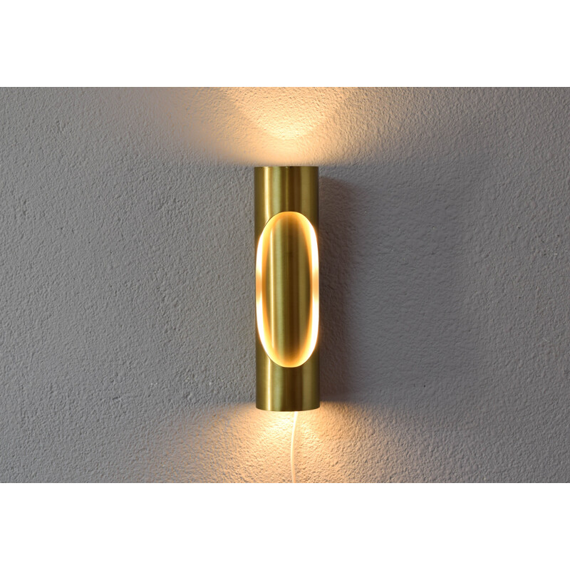 Mid century brass wall lamp by Marca Sl, Spain 1970s