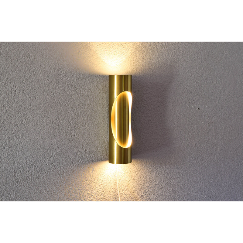 Mid century brass wall lamp by Marca Sl, Spain 1970s