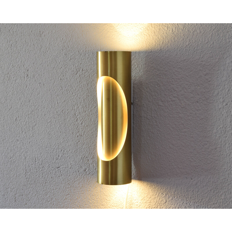 Mid century brass wall lamp by Marca Sl, Spain 1970s