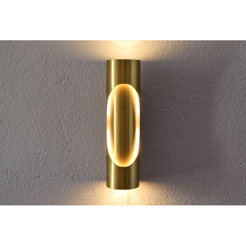 Mid century brass wall lamp by Marca Sl, Spain 1970s