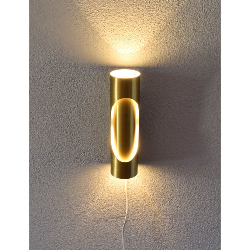 Mid century brass wall lamp by Marca Sl, Spain 1970s