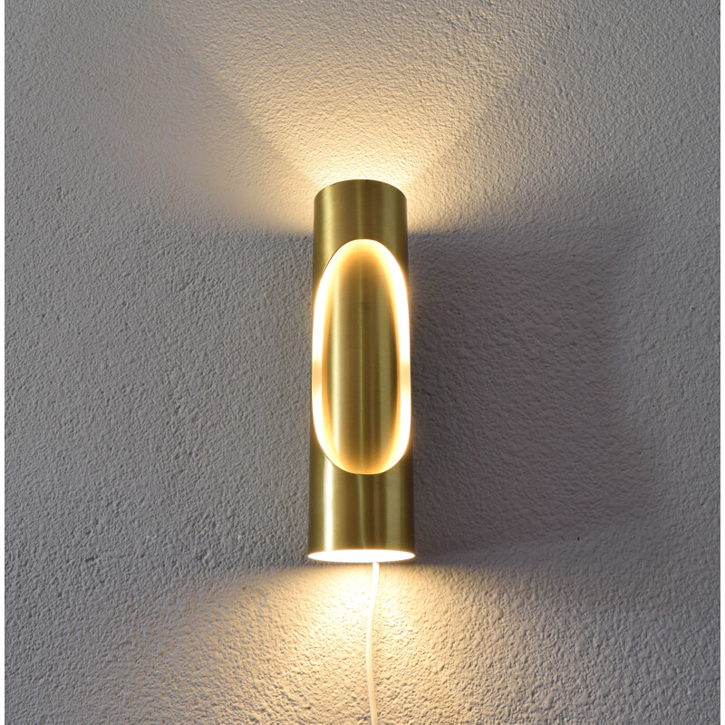 Mid century brass wall lamp by Marca Sl, Spain 1970s