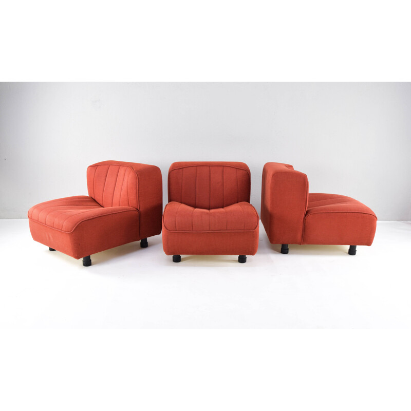 Set of 3 vintage 9000 modular armchairs by Tito Agnoli for Arflex, Italy 1970s