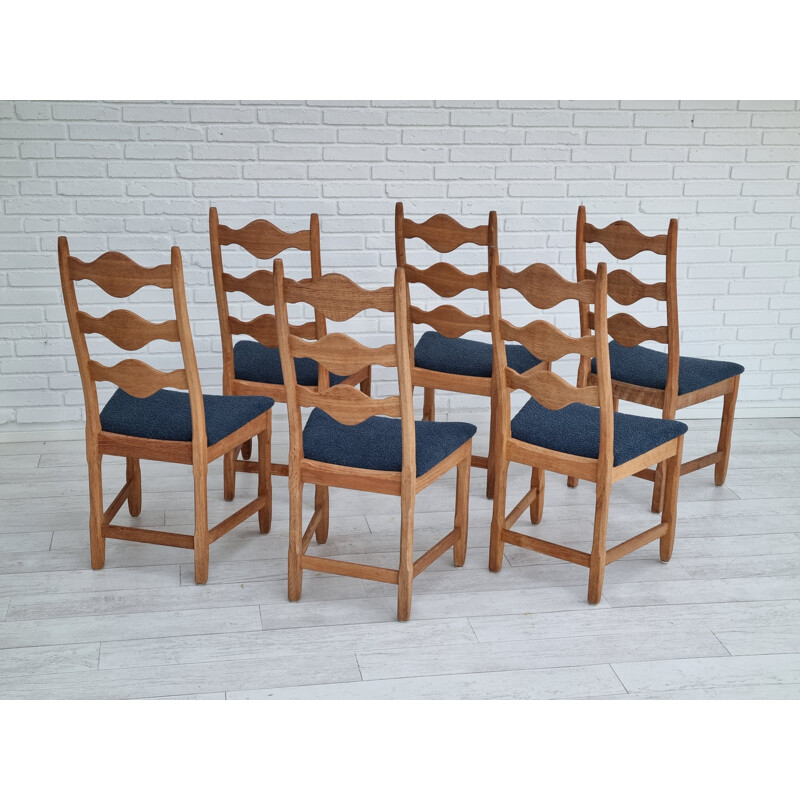 Ensemble de 6 chaises danoises vintage en bois de chêne par Henning Kjærnulf, 1960