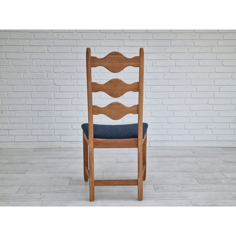 Set of 6 vintage Danish chairs in oak wood by Henning Kjærnulf, 1960s