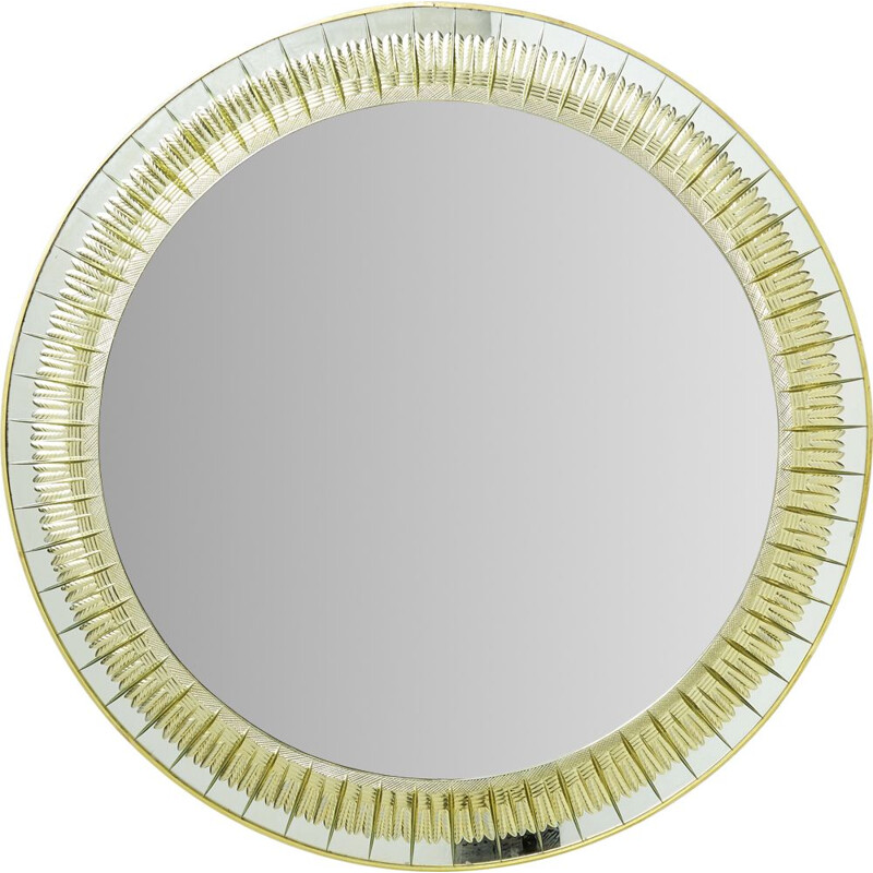 Vintage brass mirror by Sergio Mazza for Artemide, Italy 1960