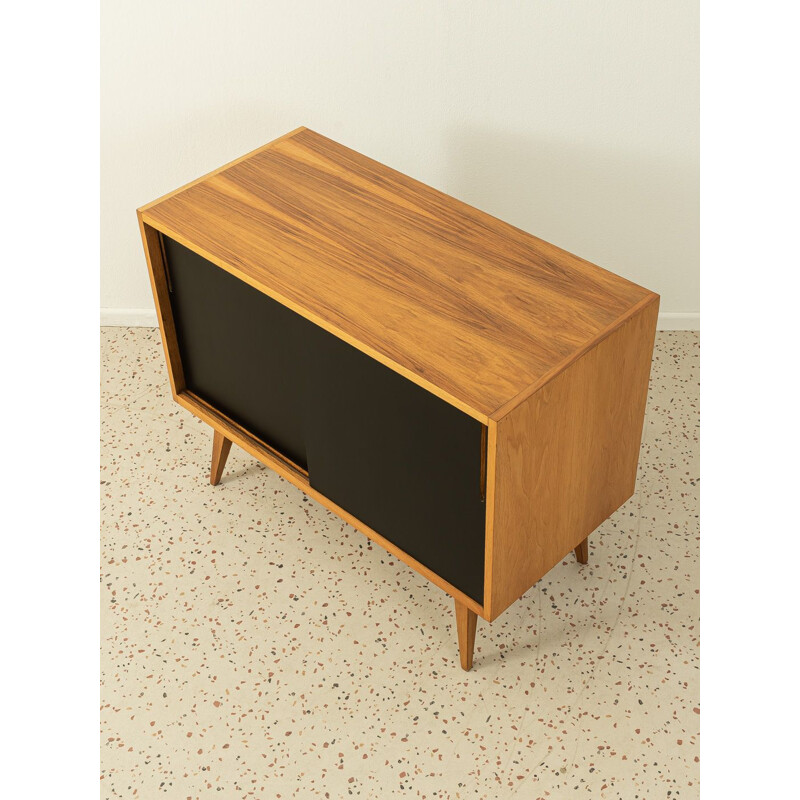 Vintage walnut sideboard with sliding doors in black, 1950s