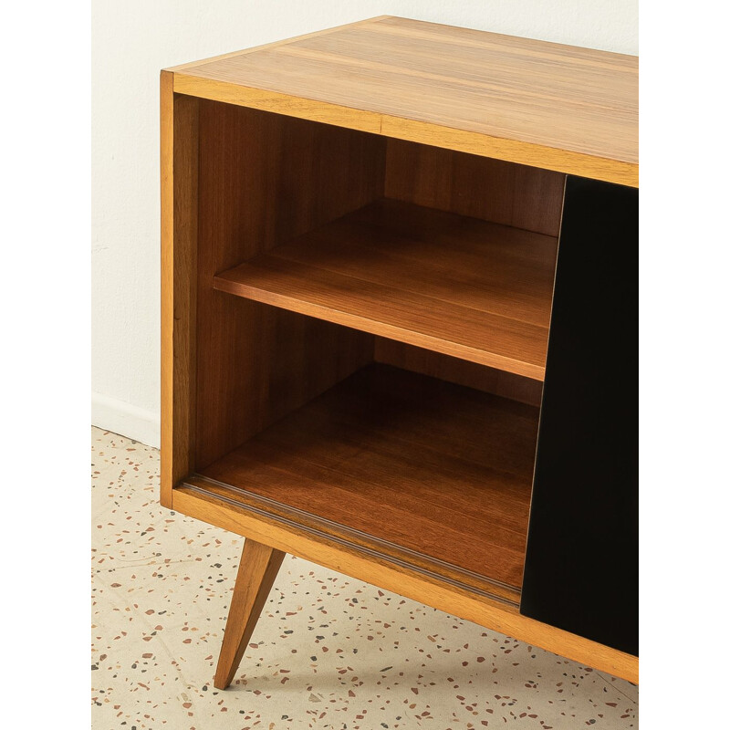 Vintage walnut sideboard with sliding doors in black, 1950s