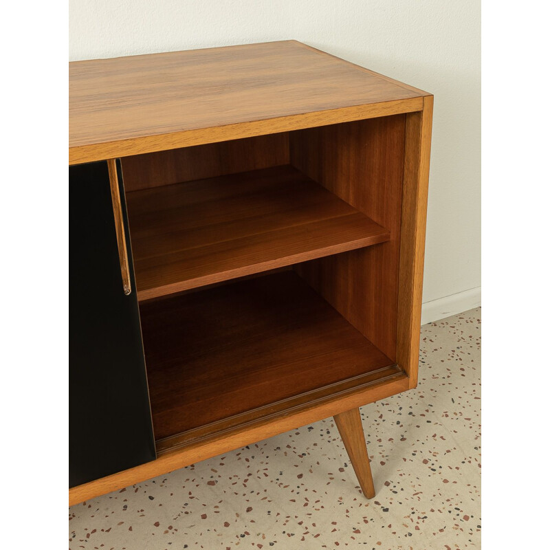 Vintage walnut sideboard with sliding doors in black, 1950s