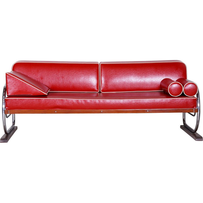 Vintage-Sofa aus rotem Leder von Robert Slezak, 1930