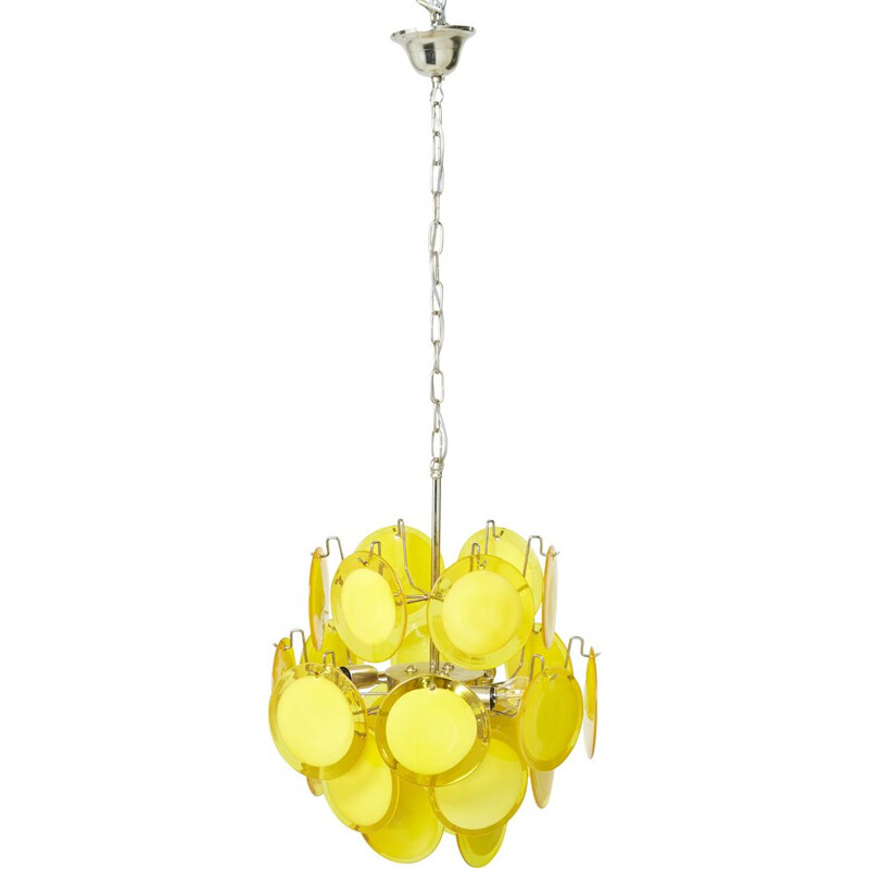 Vintage Italian chandelier in yellow Murano glass by Vistosi, 1970
