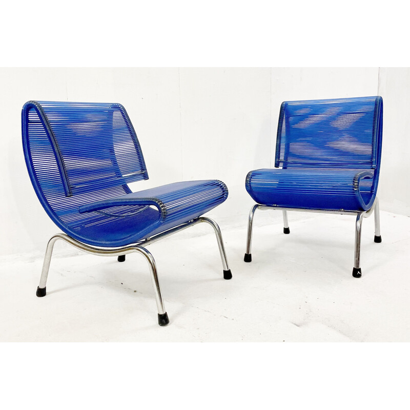 Par de cadeiras vintage em corda de plástico modelo "Hydra" de Roberto Semprini para o Sintesi, 1994