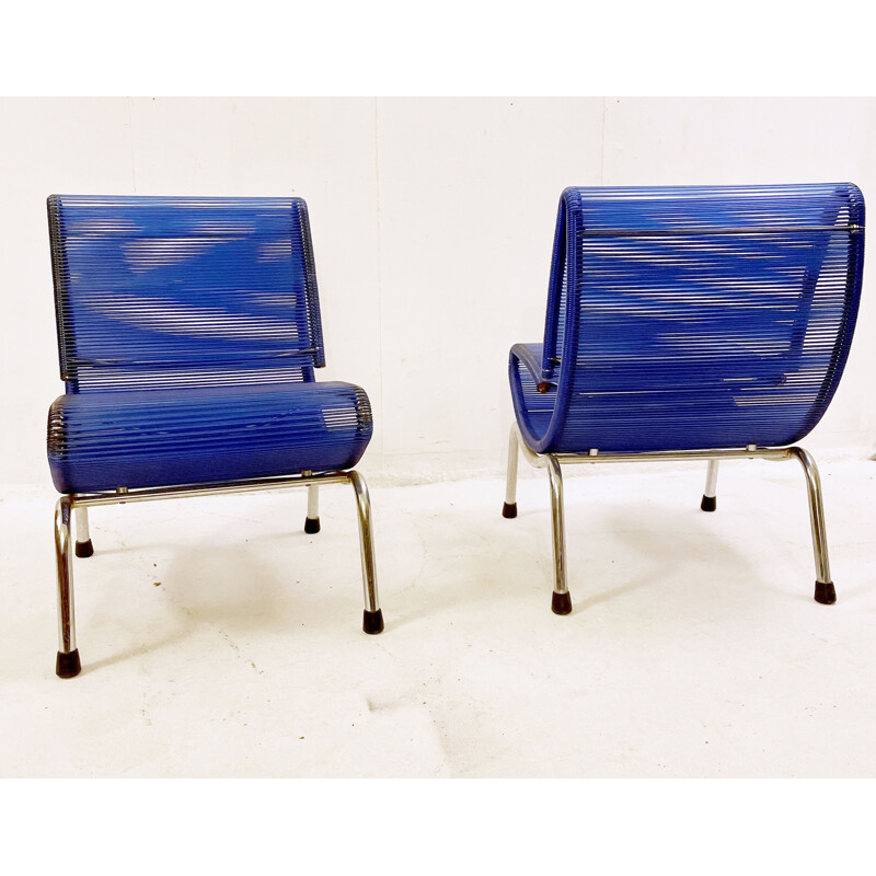 Pareja de sillas vintage en cuerda plástica modelo "Hydra" de Roberto Semprini para Sintesi, 1994