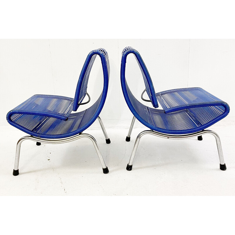 Pareja de sillas vintage en cuerda plástica modelo "Hydra" de Roberto Semprini para Sintesi, 1994