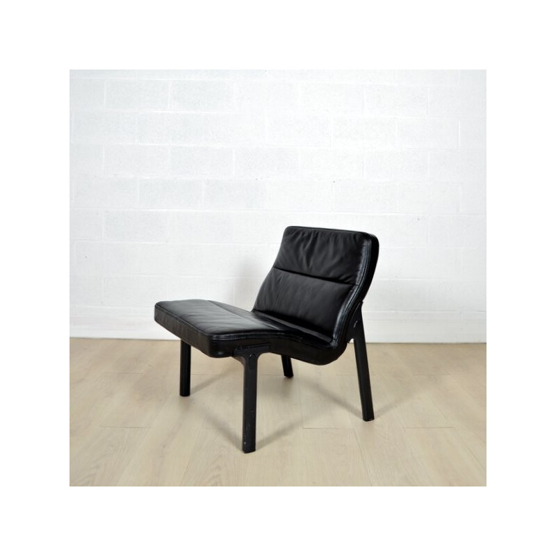 Black leather armchair - 1960s