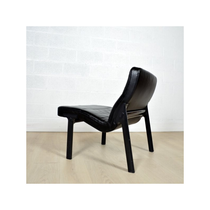 Black leather armchair - 1960s