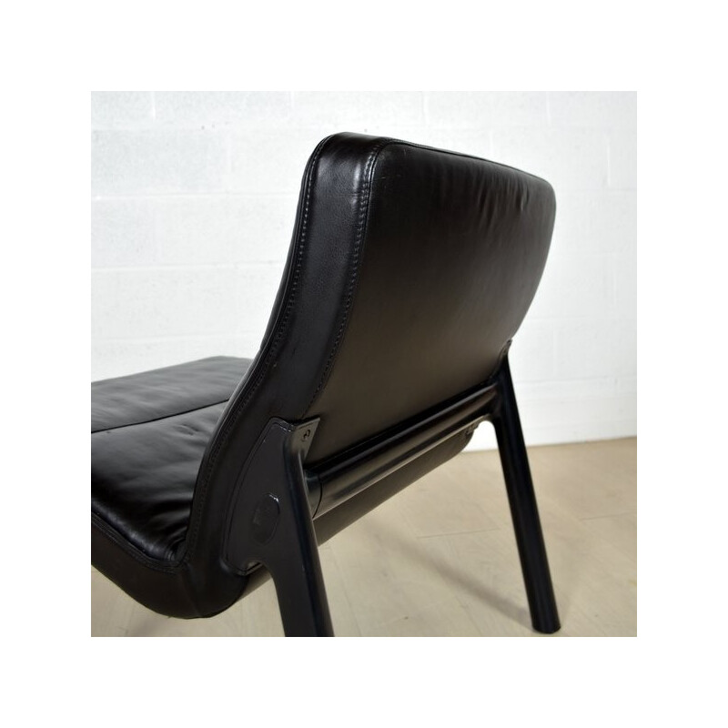 Black leather armchair - 1960s