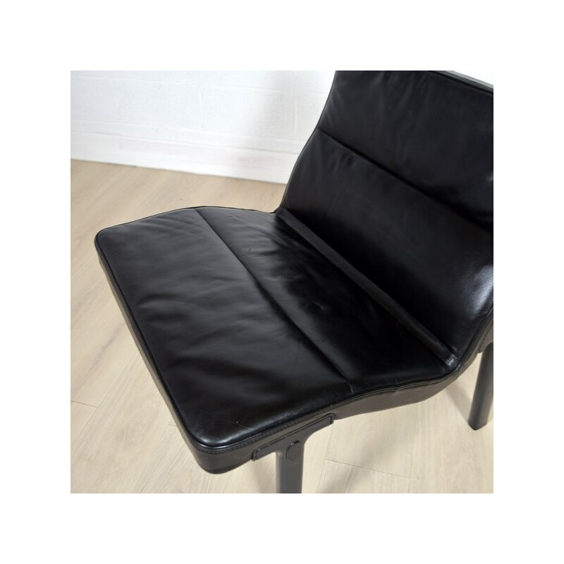 Black leather armchair - 1960s