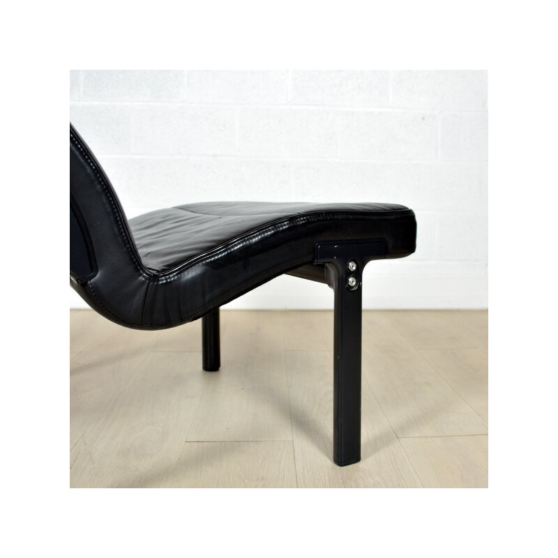 Black leather armchair - 1960s