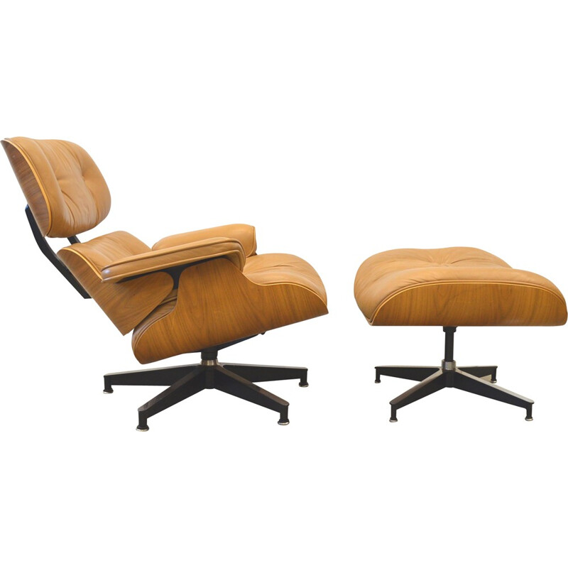 Herman Miller Lounge Chair & Ottoman in walnut and leahter, Charles EAMES - 1980s