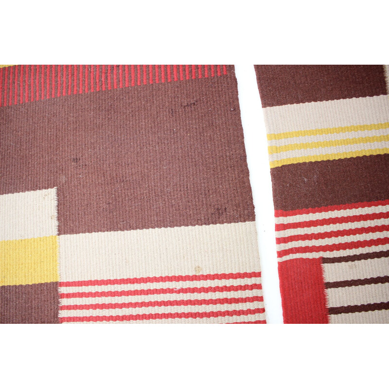 Set van 3 vintage geometrische wollen tapijten van Antonín Kybal, Tsjechoslowakije 1940