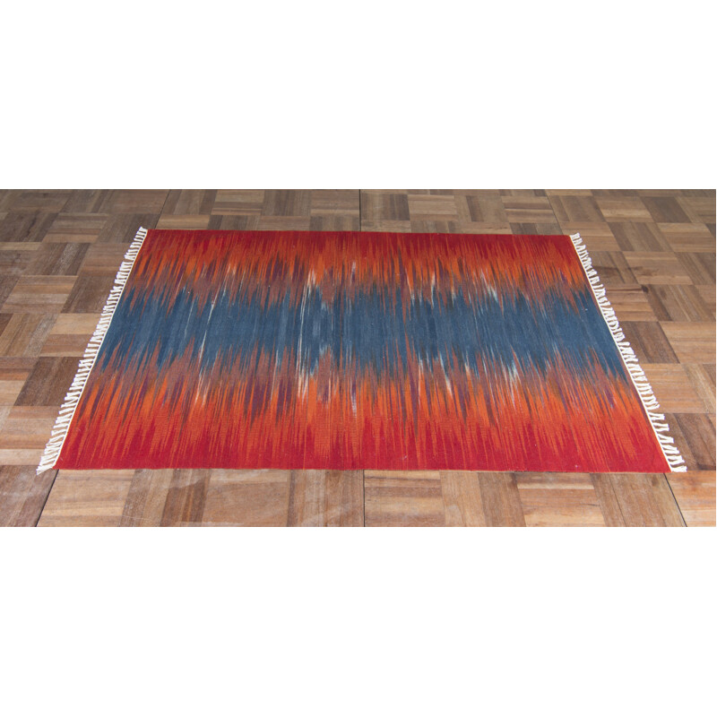 Kilim rug woven in blue and red - 1970s
