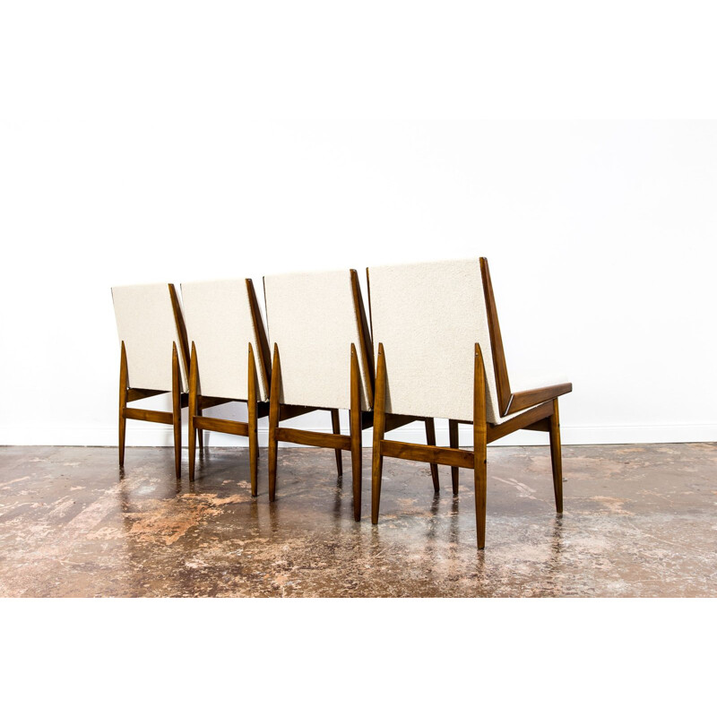 Ensemble de 4 chaises beige vintage, 1970