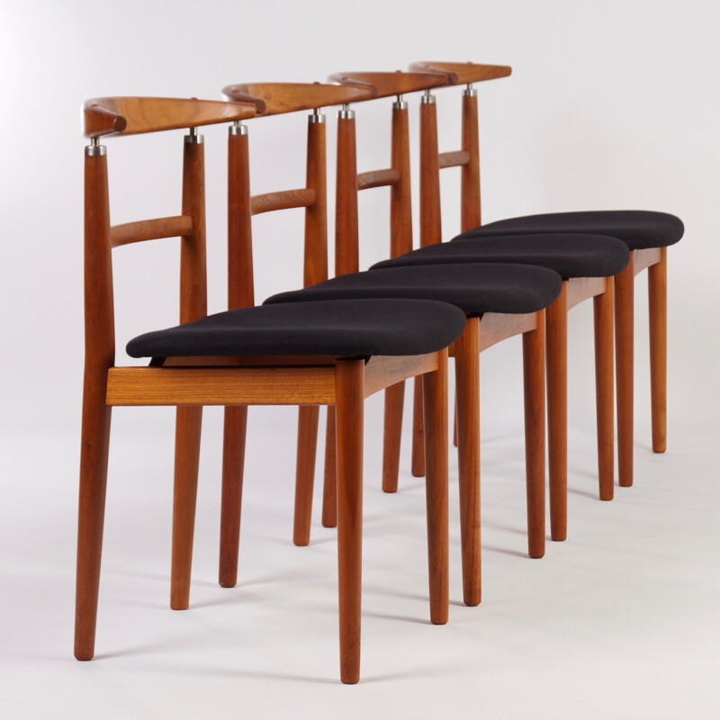 Set of four teak dining chairs, Helge SIBAST - 1960s